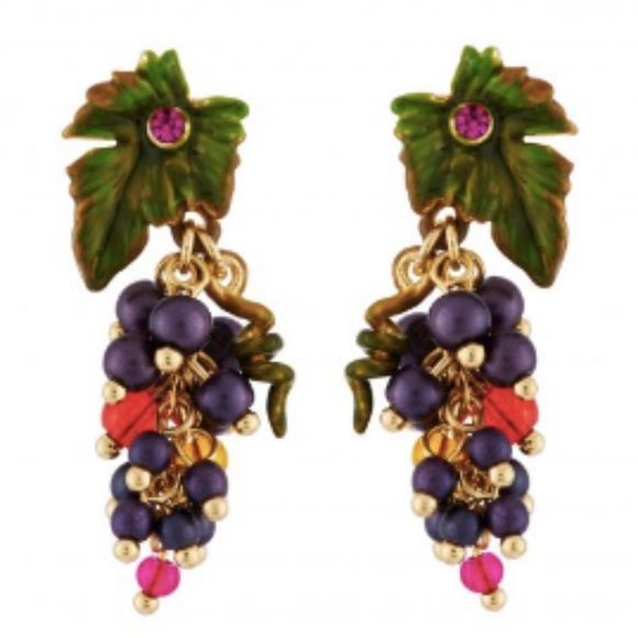 New 14K Grape fun leaf studs dangle drop earrings - Picture 3 of 7